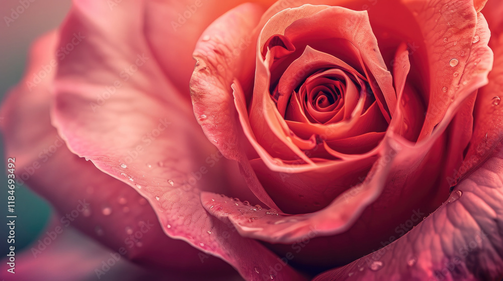 Close-Up of a Beautiful Pink Rose with Dew Drops Highlighting Delicate Petals in a Soft, Dreamy Light Close-Up of a Beautiful Pink Rose with Dew Drops Highlighting Delicate Petals in a Soft, Dreamy Light