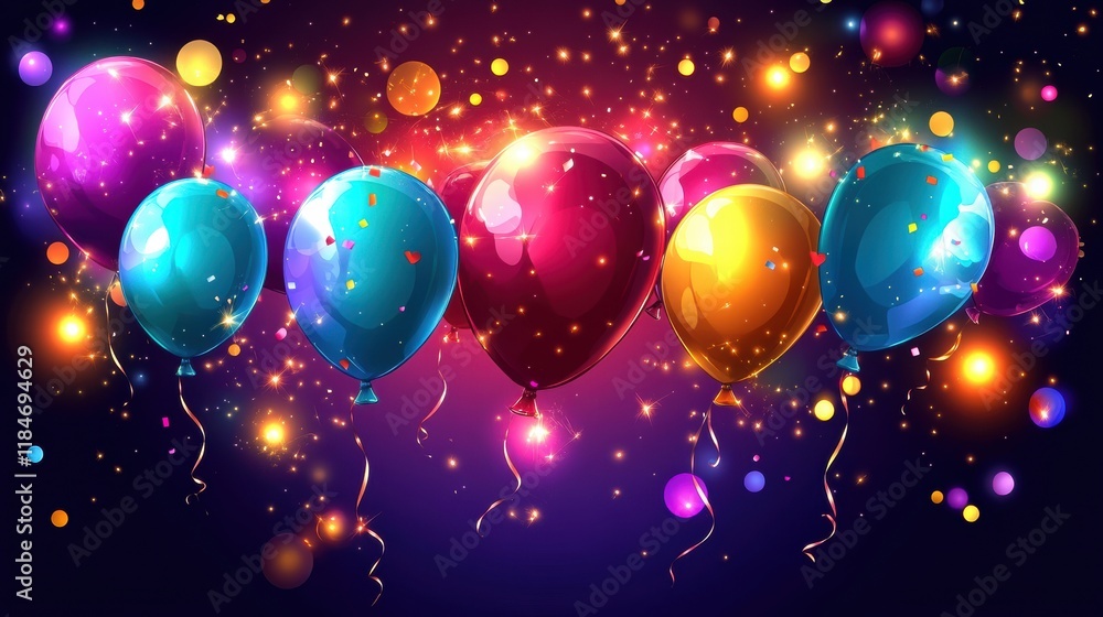 Festive balloons and colorful confetti create a vibrant backdrop for celebrations and joyful events. Generative AI Festive balloons and colorful confetti create a vibrant backdrop for celebrations and joyful events. Generative AI