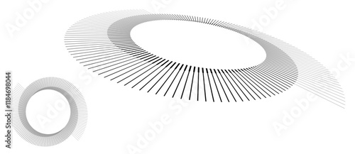 Spiral with black lines as dynamic abstract vector background or logo or icon. Abstract background with lines in circle. Artistic illustration with perspective on white background.