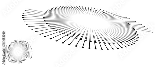 Spiral with black lines as dynamic abstract vector background or logo or icon. Abstract background with lines in circle. Artistic illustration with perspective on white background.