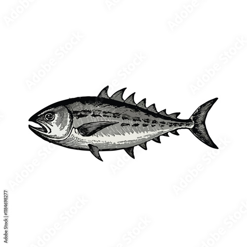 Tuna fish hand drawing vintage engraving vector