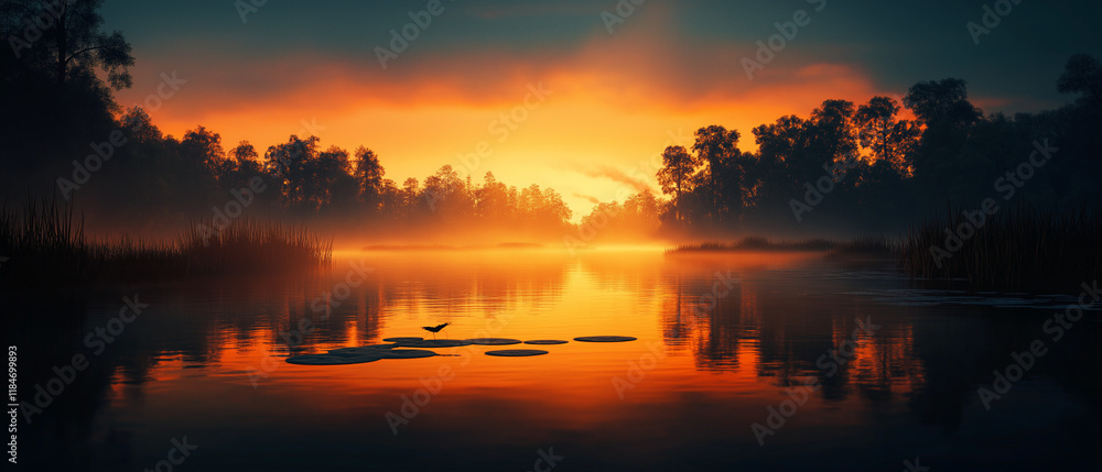 Zauberhafte Morgenstimmung am See mit Spiegelung der Wälder
Zauberhafte Morgenstimmung am See mit Spiegelung der Wälder