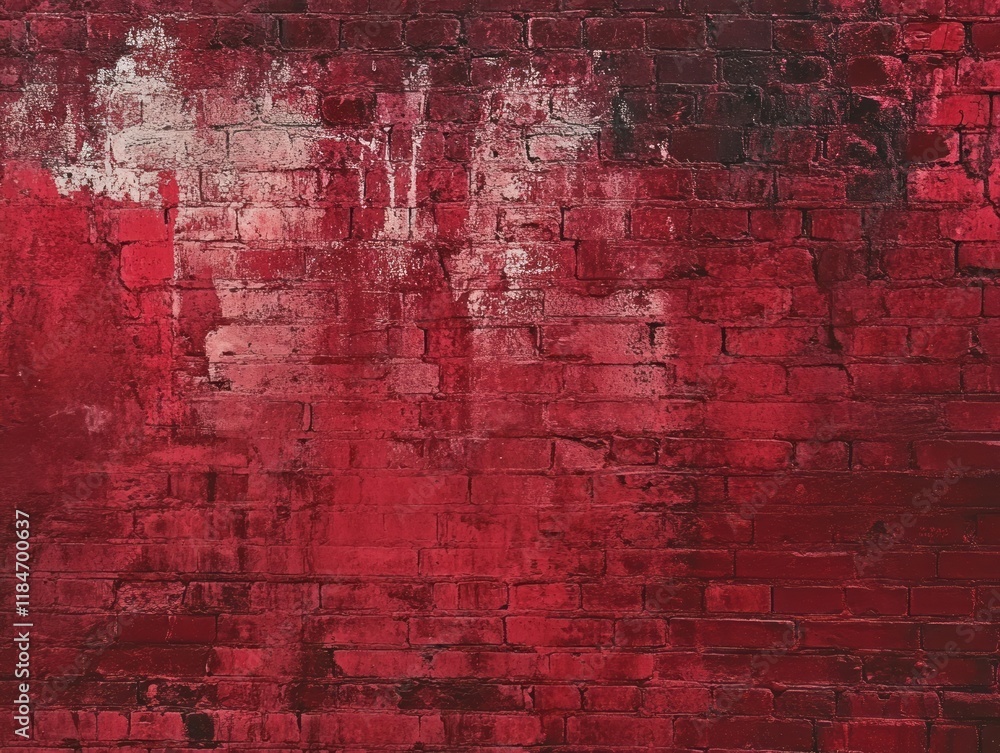 Obraz premium Red Brick Wall Texture With Paint Splatter