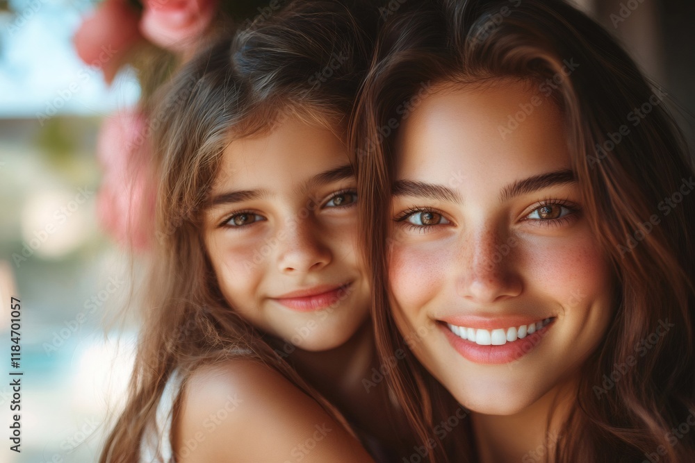 Mother and daughter sharing a tender moment of affection Mother and daughter sharing a tender moment of affection