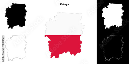 Ketrzyn county outline map set photo