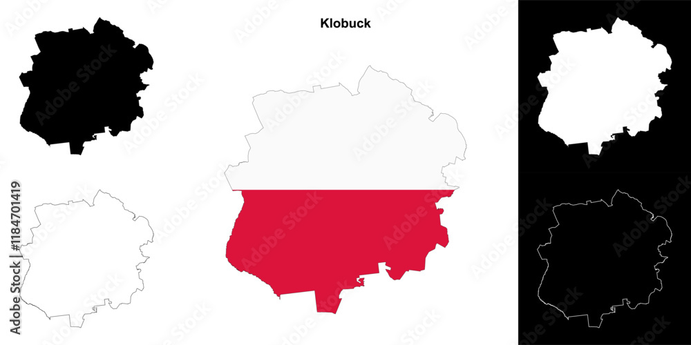 Obraz premium Klobuck county outline map set