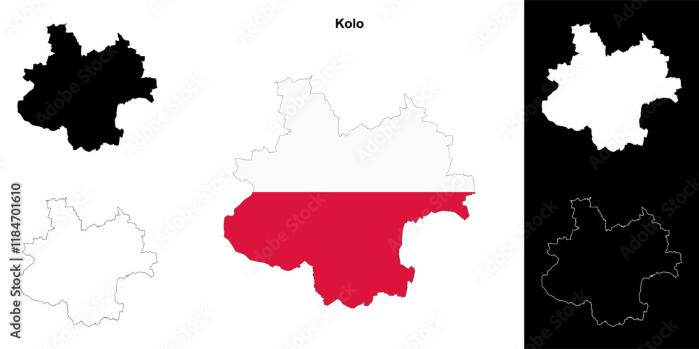 Obraz premium Kolo county outline map set