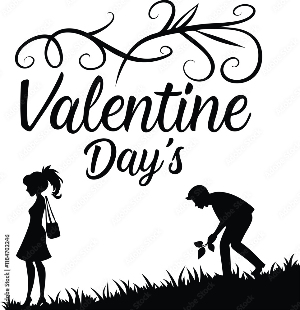 Fototapeta premium Whispered Affection Silhouette Valentine Designs