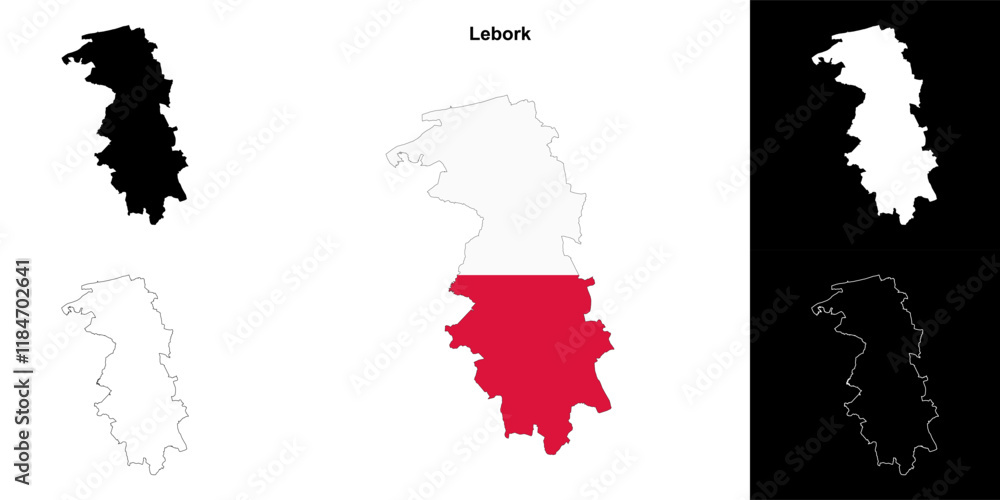 Obraz premium Lebork county outline map set