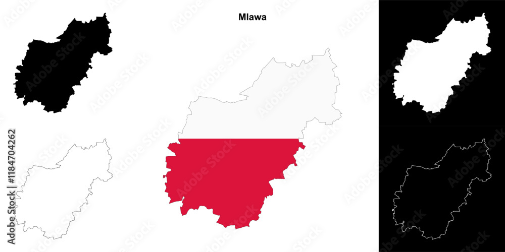 Fototapeta premium Mlawa county outline map set