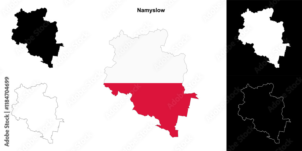 Fototapeta premium Namyslow county outline map set