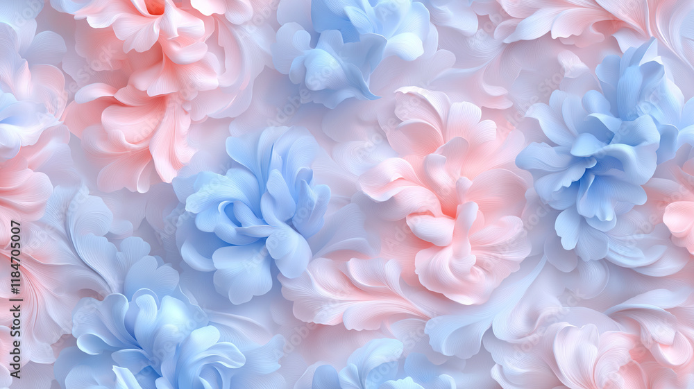 Soft pastel floral pattern with blue and pink flowers Soft pastel floral pattern with blue and pink flowers