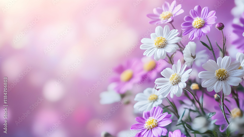 A beautiful purple floral wallpaper with white and pink flowers A beautiful purple floral wallpaper with white and pink flowers
