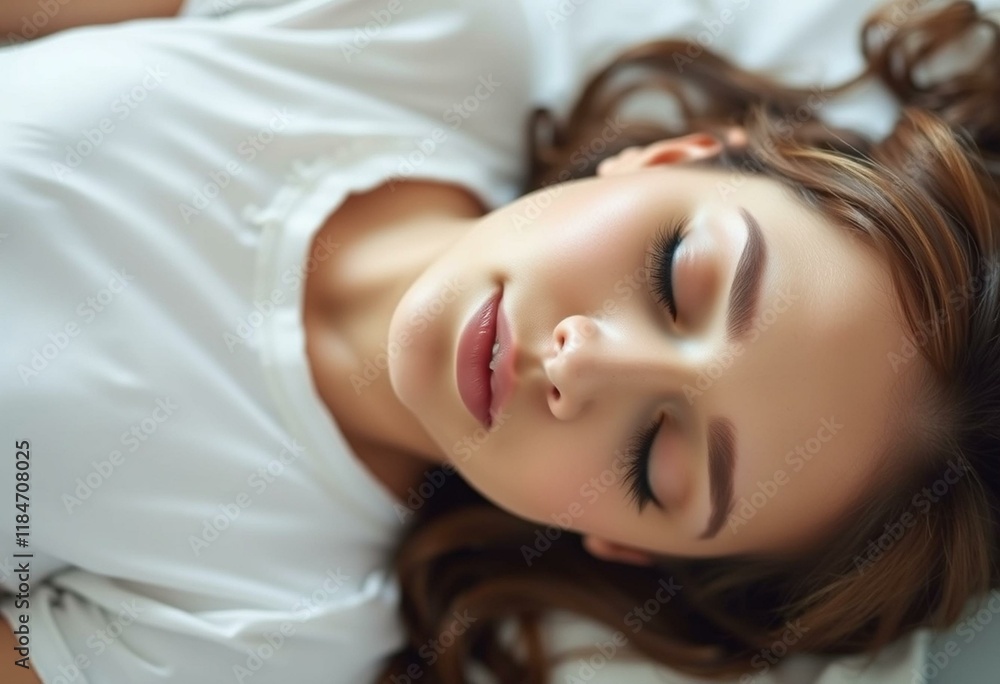 Portrait of a sleeping woman with closed eyes Portrait of a sleeping woman with closed eyes
