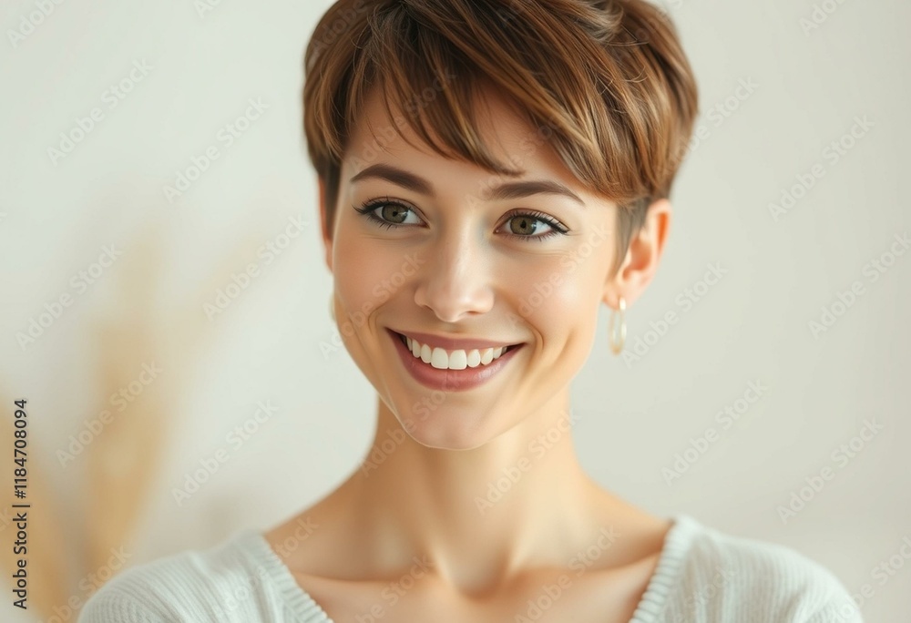 Portrait of a smiling woman with short hair Portrait of a smiling woman with short hair