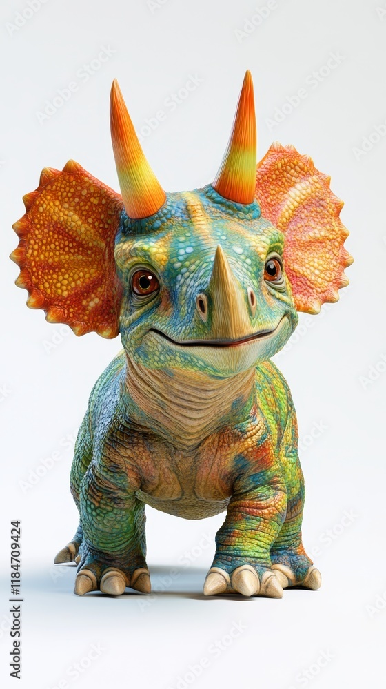 Fototapeta premium Cute baby triceratops dinosaur posing on white background