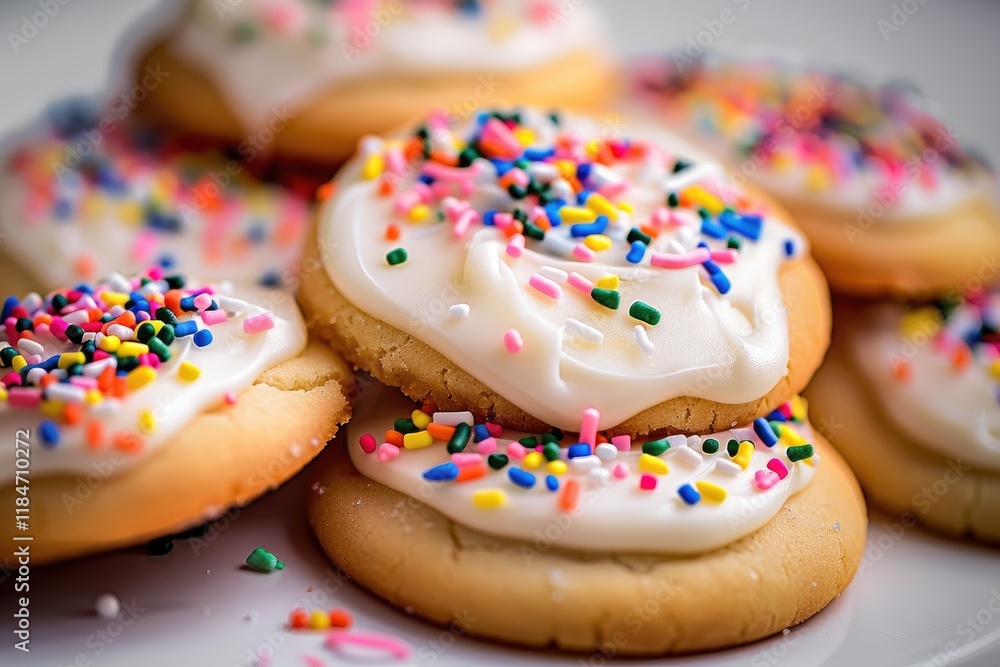 Premium Frosted Sugar Cookies with Multicolored Sprinkles: A Taste of Celebration
