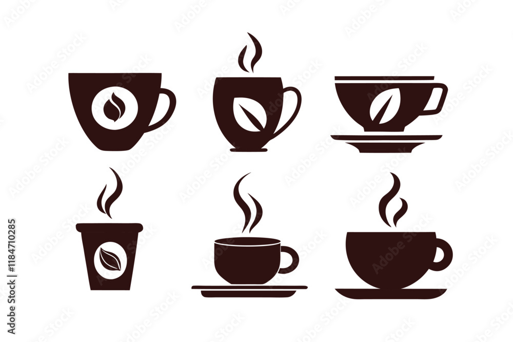 Obraz premium Stylized Coffee Cup Icons for Cafes and Coffee Shops