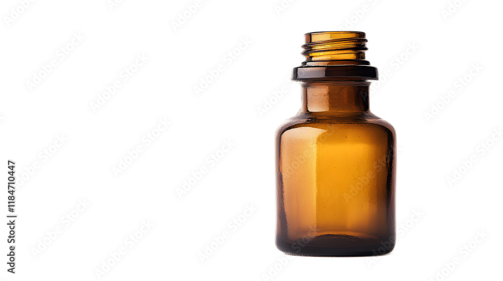 Amber Glass Bottle Isolated on White Background for Medical Use Amber Glass Bottle Isolated on White Background for Medical Use