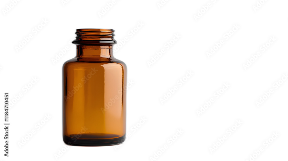 Empty Amber Glass Bottle on White Background for Packaging Uses Empty Amber Glass Bottle on White Background for Packaging Uses