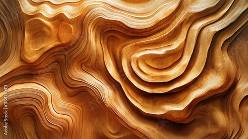 Fototapeta Naklejka Na Ścianę i Meble -  Abstract wood grain texture, flowing organic patterns, warm golden tones.