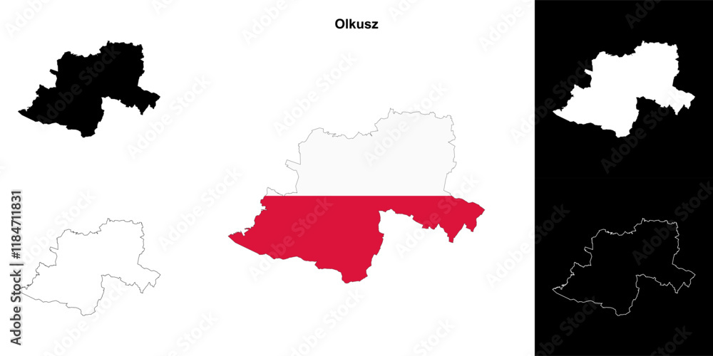 Fototapeta premium Olkusz county outline map set