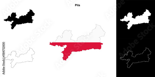 Pila county outline map set