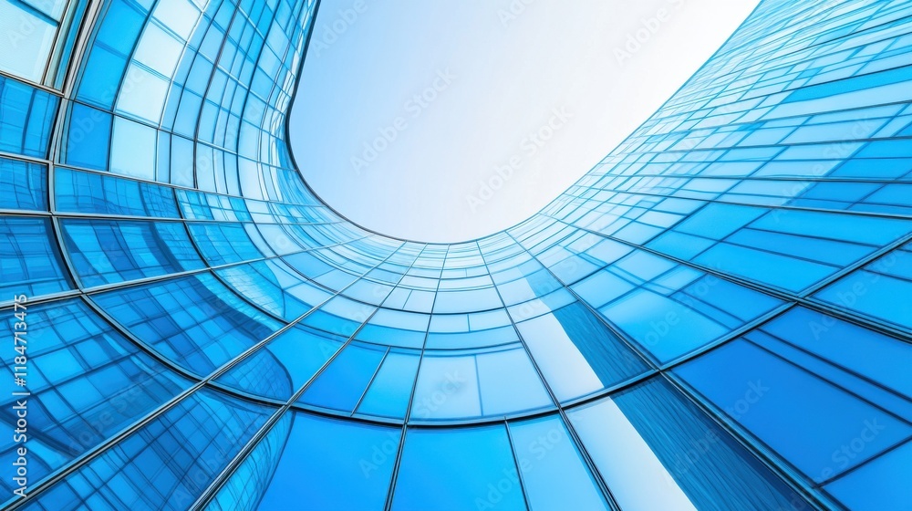 Obraz premium Modern Skyscrapers with Curved Glass Facades