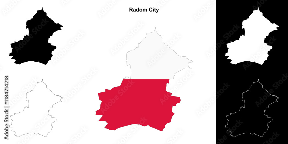 Fototapeta premium Radom City county outline map set