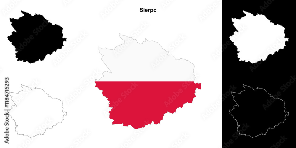Fototapeta premium Sierpc county outline map set