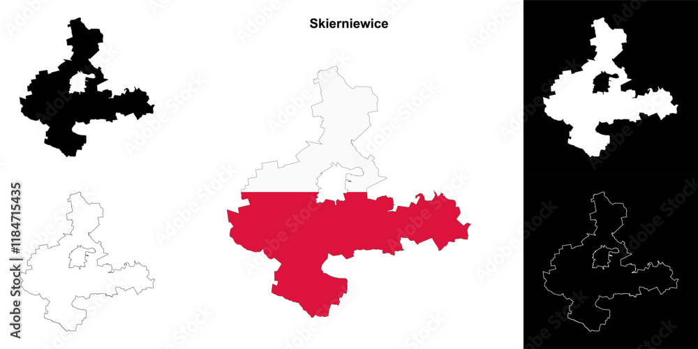 Obraz premium Skierniewice county outline map set