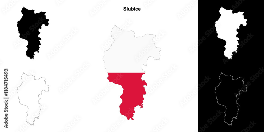 Fototapeta premium Slubice county outline map set