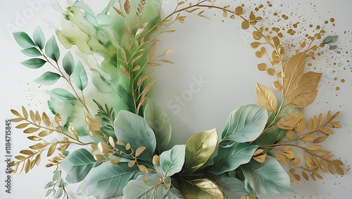 Watercolor floral illustration set - colorful leaf branches collection, for wedding stationary, greetings, wallpapers, fashion, background. Eucalyptus, olive, green leaves, gold