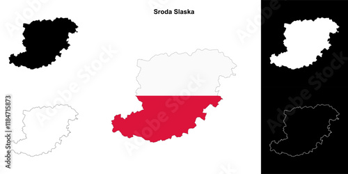 Sroda Slaska county outline map set photo