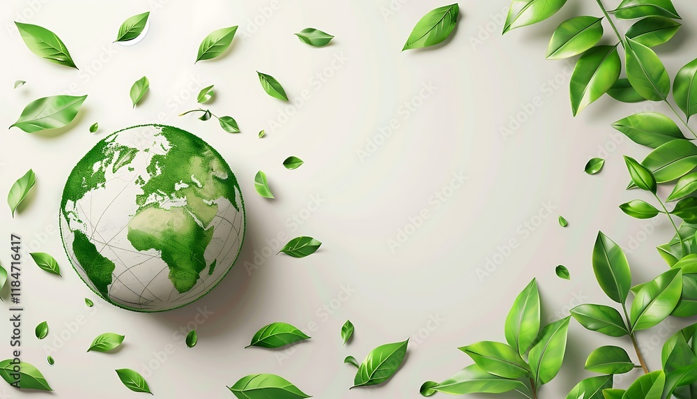 Ecology concept with green leaves and world globe. Ecology concept with green leaves and world globe.