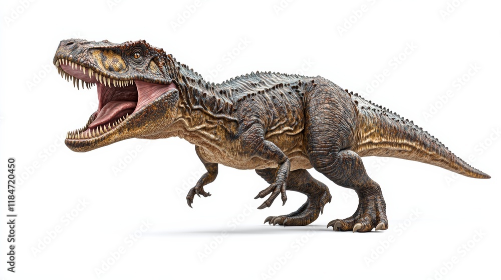 Naklejka premium Majungasaurus roaring and running isolated on white background