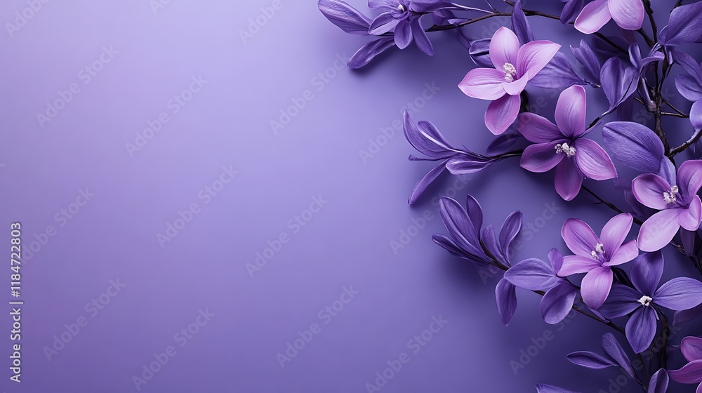 Fototapeta premium Purple Flowers Arranged on a Lavender Background