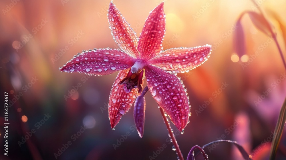 A delicate orchid with dew drops on its petals, captured in soft morning light, highlighting the elegance and freshness of the flower. A delicate orchid with dew drops on its petals, captured in soft morning light, highlighting the elegance and freshness of the flower.