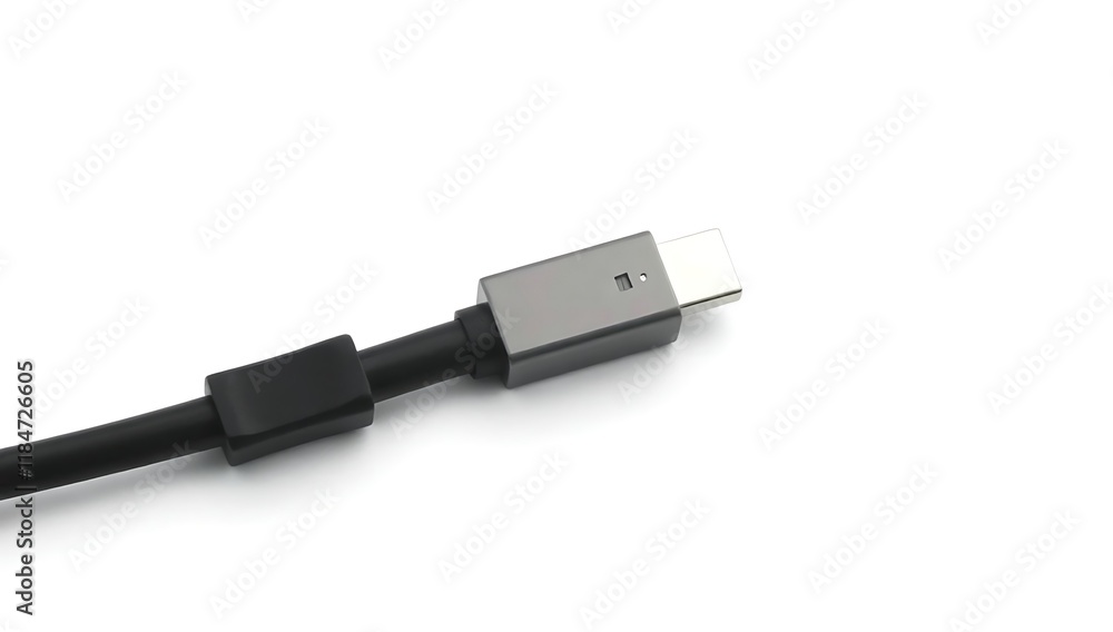 Close-up of USB-C cable connector. Close-up of USB-C cable connector.