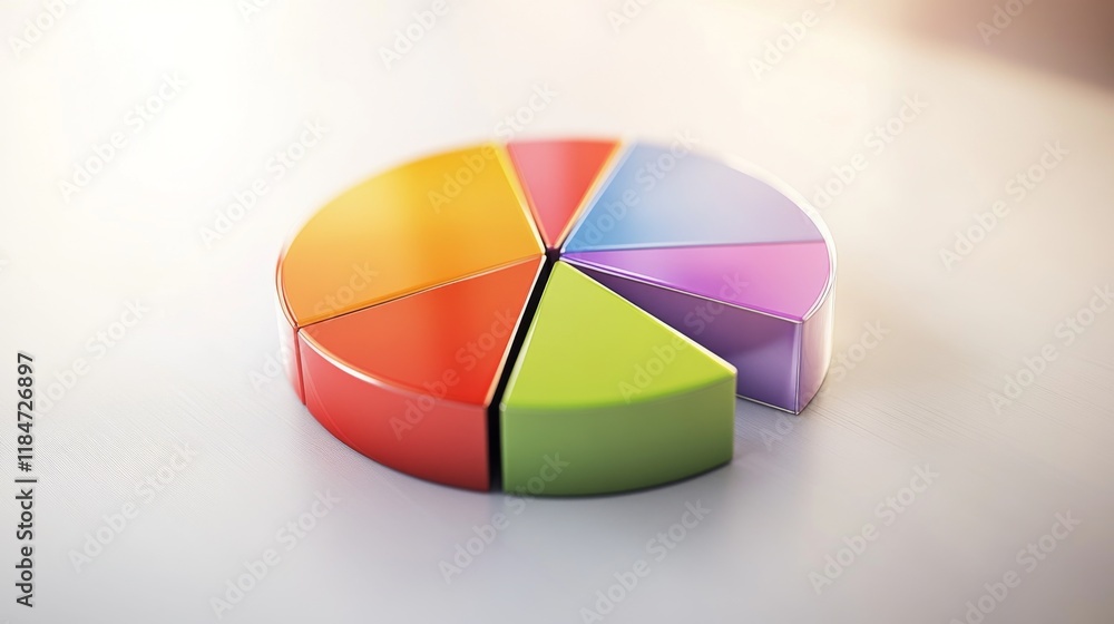 Obraz premium A dynamic D pie chart with swirling segments, creating an engaging visual that represents changing market conditions and real-time data analysis.
