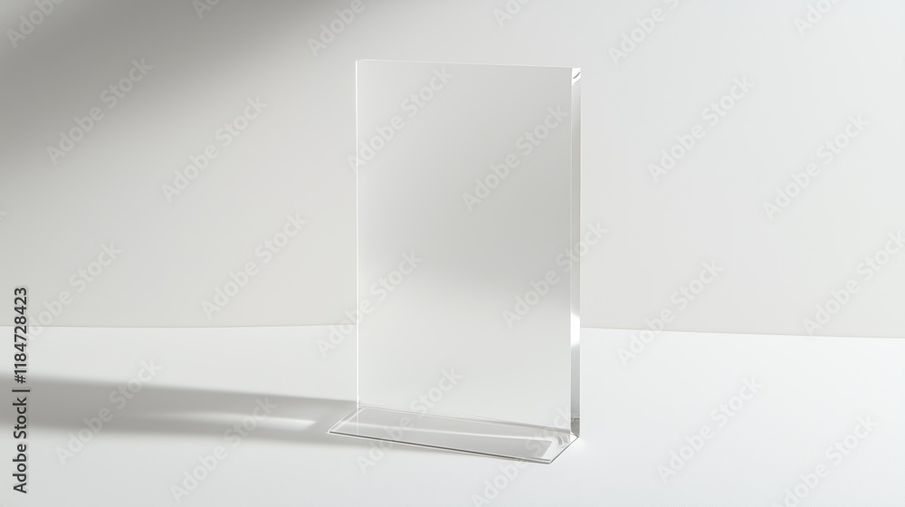 ransparent Acrylic Stand Display Isolated on a Dark Textured Surface ransparent Acrylic Stand Display Isolated on a Dark Textured Surface