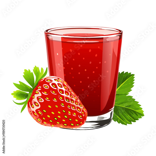 Isolated strawberry juice Glass of fresh strawberry drink isolated  vector illustration (5)