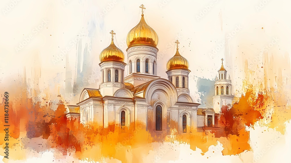 Obraz premium Serene background with an Orthodox church, inspiring tranquility.