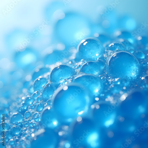 Wallpaper Mural A vibrant close-up image showing the texture of a blue viscous gel with embedded bubbles, commonly used in the formulation of natural cosmetics and skincare products Torontodigital.ca