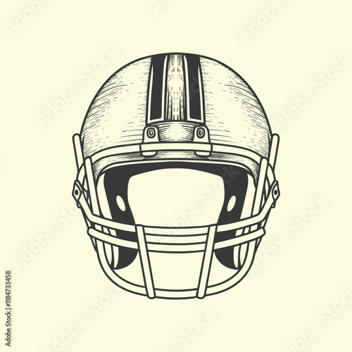 American Football  Helmet  front view black and white design