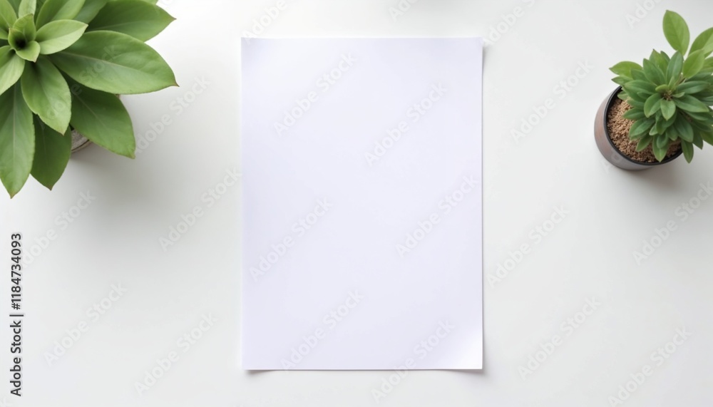 Photorealistic printable paper mockup, blank A4 sheet flat, professional presentation against smooth white background, words + concept Photorealistic printable paper mockup, blank A4 sheet flat, professional presentation against smooth white background, words + concept
