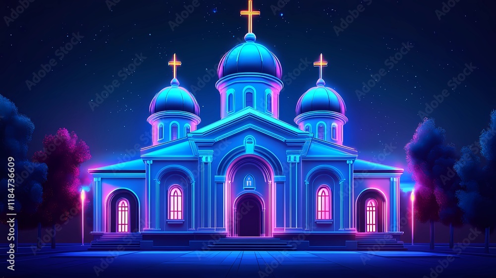 Fototapeta premium Serene background with an Orthodox church, inspiring tranquility.
