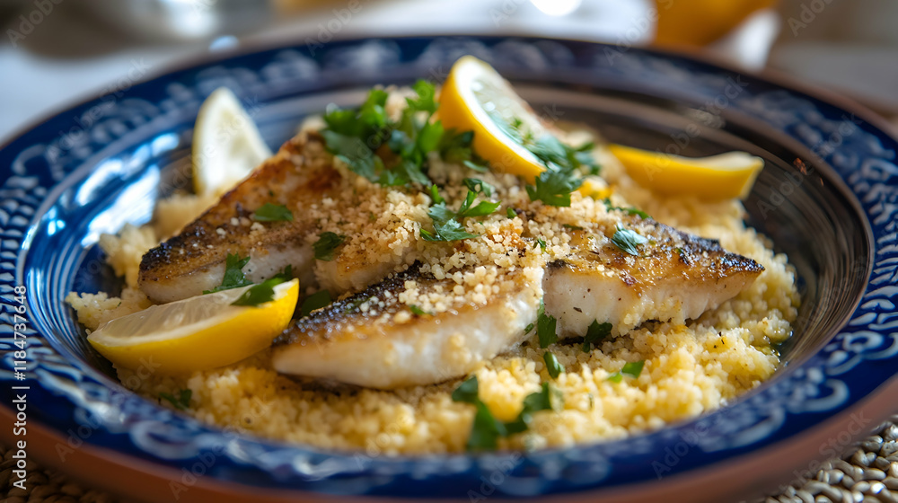 Fish couscous, a typical meal from Trapani, Sicily.illustration Fish couscous, a typical meal from Trapani, Sicily.illustration