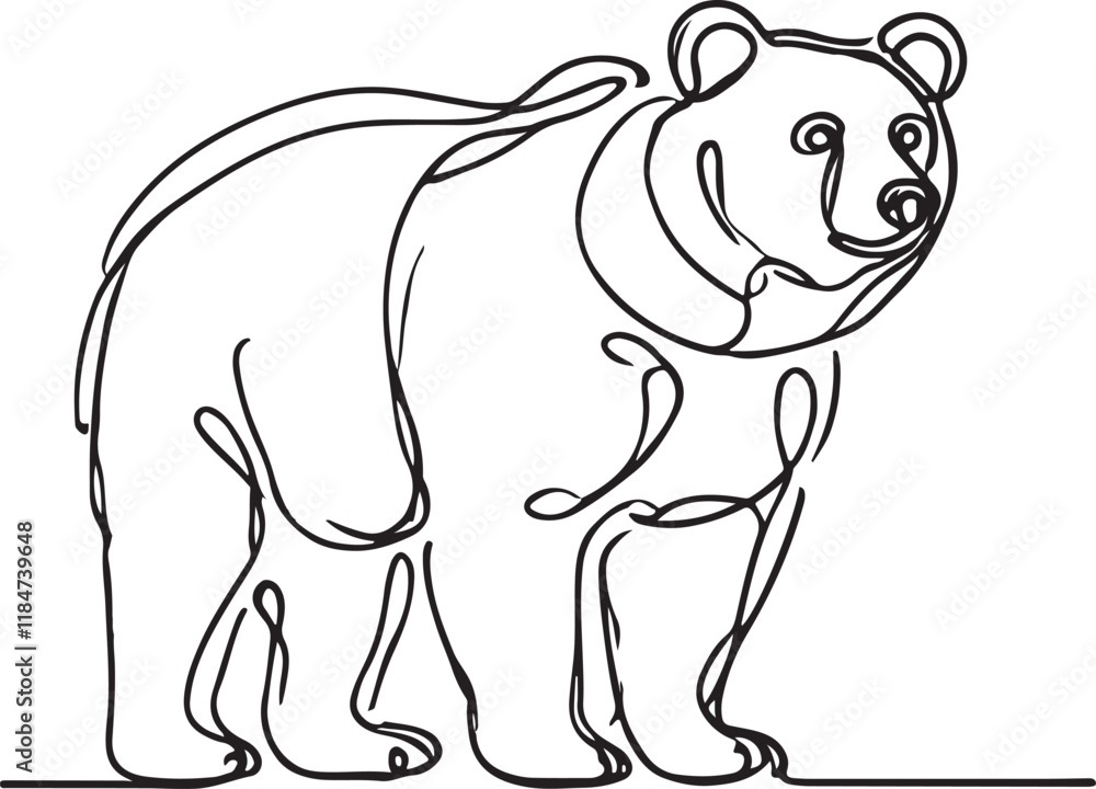 Fototapeta premium Creative Bear Line Art Vector Illustration for Wildlife Lovers