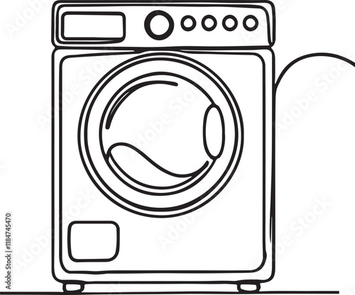 Vector Illustration of a Washing Machine in Line Art Style